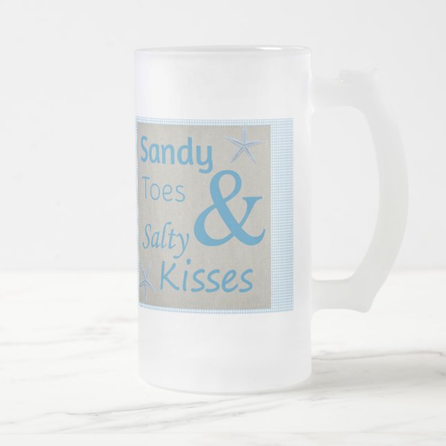 Sandy Toes och Salty Kisses Beach Life Quote Frostat Ölglas (Höger)