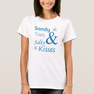 Sandy Toes och Salty Kisses Beach Life Quote Tee Shirt