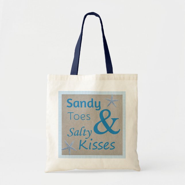 Sandy Toes och Salty Kisses Beach Life Quote Tygkasse (Framsidan)