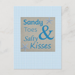 Sandy Toes och Salty Kisses Beach Life Quote Vykort