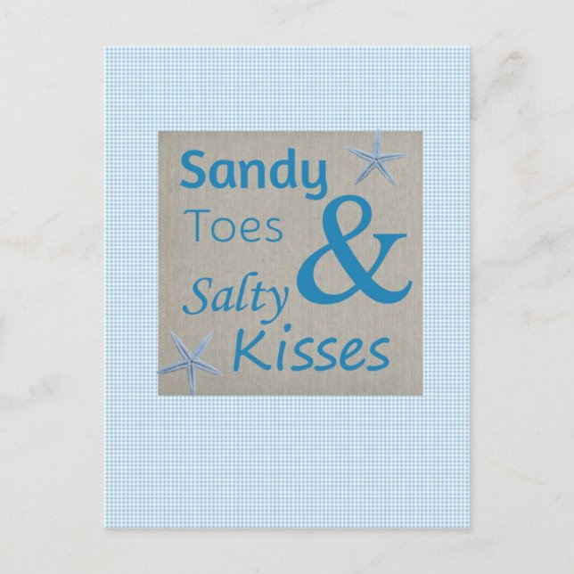 Sandy Toes och Salty Kisses Beach Life Quote Vykort (Framsida)