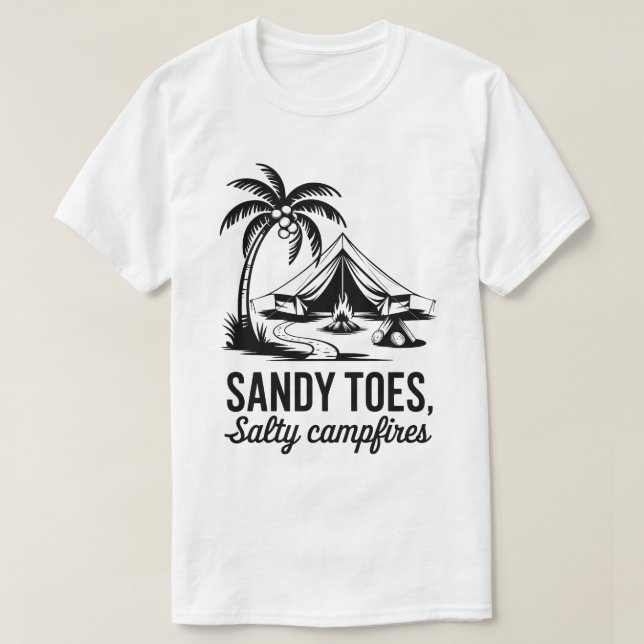 Sandy Toes Salty Campfire Beach Camping Design T Shirt (Design framsida)