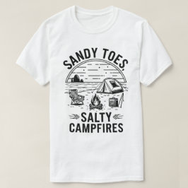 Sandy Toes Salty Campfire Camping Design T Shirt