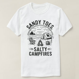 Sandy Toes Salty Campfire Camping Design T Shirt