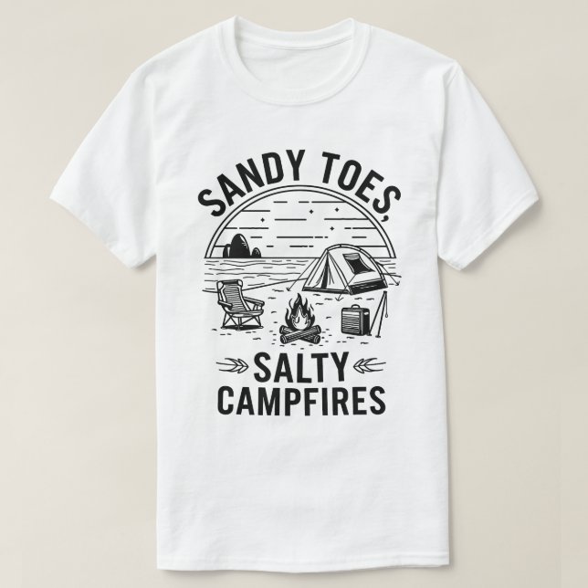 Sandy Toes Salty Campfire Camping Design T Shirt (Design framsida)