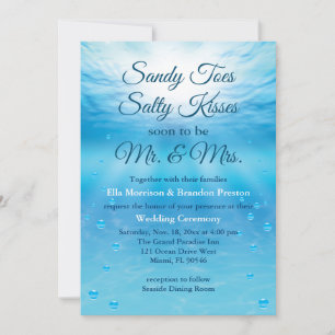 Sandy Toes Salty Kisses Beach Wedding Inbjudningar