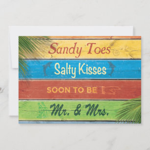 Sandy Toes Salty Kisses Couppes Shower-inbjudan Inbjudningar