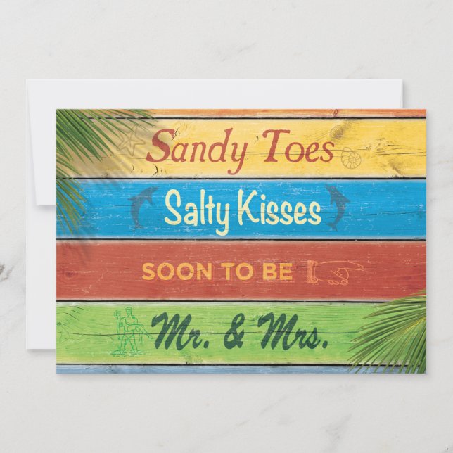 Sandy Toes Salty Kisses Couppes Shower-inbjudan Inbjudningar (Framsida)