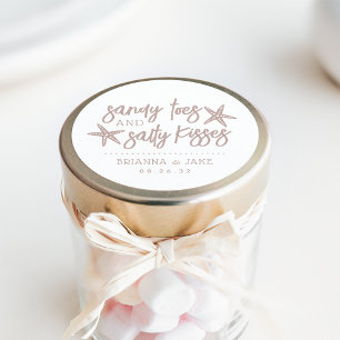 Sandy Toes, Salty Kisses Destination Wedding Favor Runt Klistermärke
