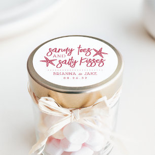 Sandy Toes, Salty Kisses Destination Wedding Favor Runt Klistermärke