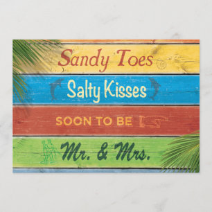 Sandy Toes Salty Kisses Rehearsal Dinner Inbjudan