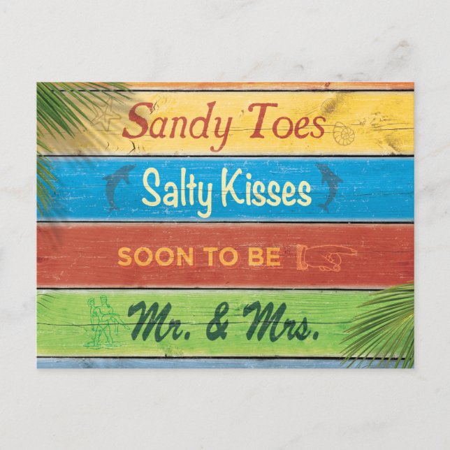 Sandy Toes Salty Kisses Spara datumet Meddelande Vykort (Framsida)