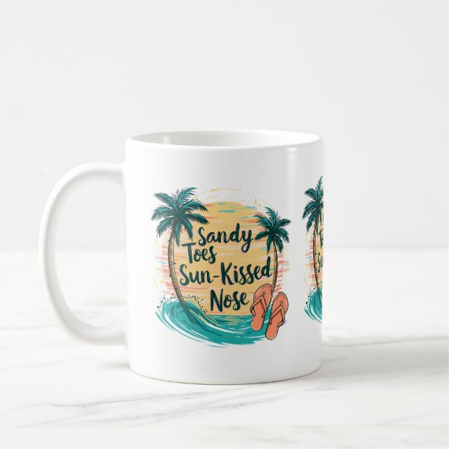 Sandy Toes Sol-Kissed Nose Beach Aesthetic Kaffemugg (Vänster)