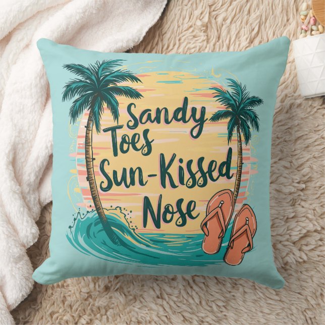 Sandy Toes Sol-Kissed Nose Beach Aesthetic Kudde (Filt)