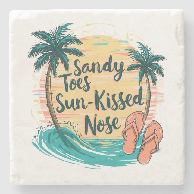 Sandy Toes Sol-Kissed Nose Beach Aesthetic Stenunderlägg (Framsidan)