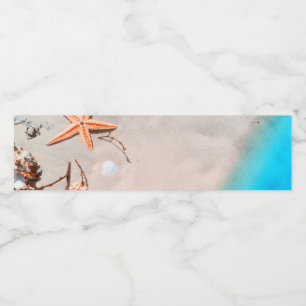 Sandy Tropical Beach Starfish Seashell Vattenflaskor Etikett