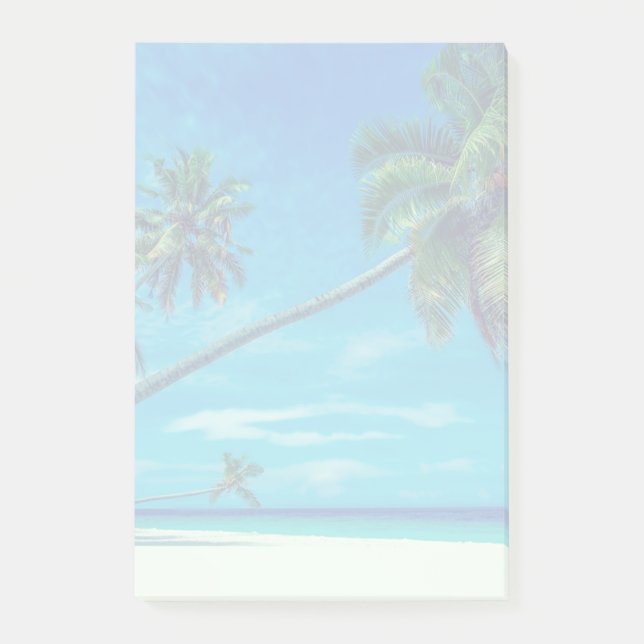 Sandy White Beach med Tropical Handflatan Post-it Block (Framsida)