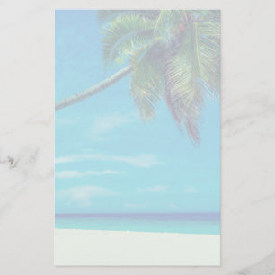 Sandy White Beach med Tropical Handflatan Träd Brevpapper