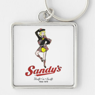 Sandy's Drive-in Fyrkantig Silverfärgad Nyckelring
