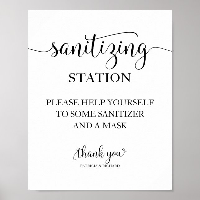 Saneringsstation Chic kalligrafi bröllopsskylt Poster (Framsidan)
