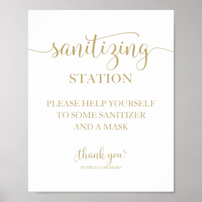 Saneringsstation Chic kalligrafi bröllopsskylt Poster (Framsidan)