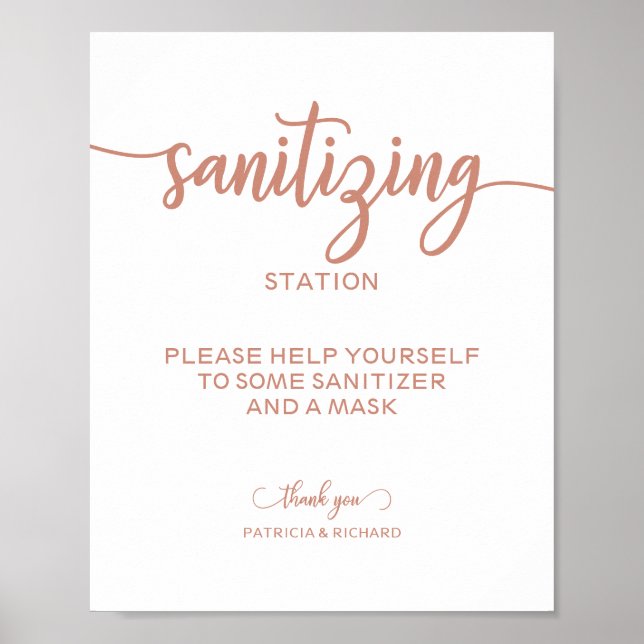Saneringsstation Chic kalligrafi bröllopsskylt Poster (Framsidan)