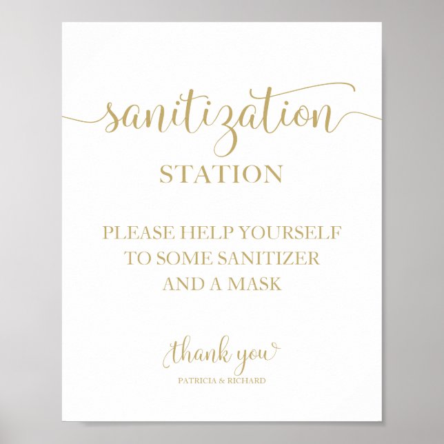 Saneringsstation Elegant Kalligrafi Bröllopsskylt Poster (Framsidan)