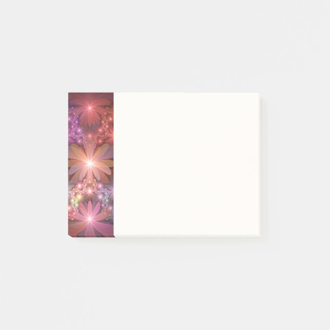 Säng av blommor Färgrik Blank Abstrakt Fraktal Kon Post-it Block (Framsida)