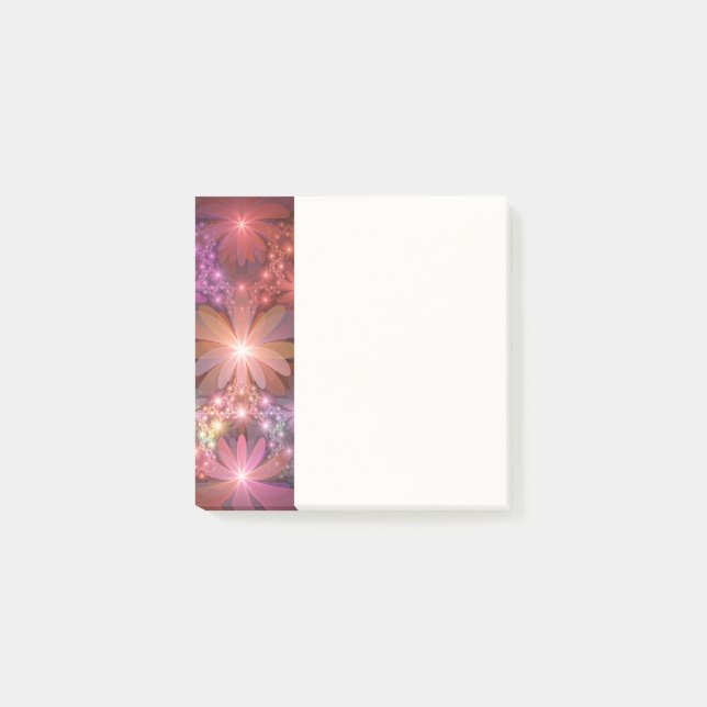 Säng av blommor Färgrik Blank Abstrakt Fraktal Kon Post-it Block (Framsida)