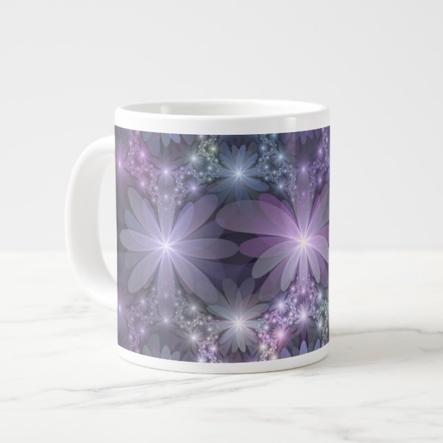 Säng av blommor Trendig Blank Abstrakt Fraktal Kon Jumbo Mugg (Framsida vänster)