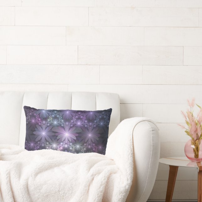 Säng av blommor Trendig Blank Abstrakt Fraktal Kon Lumbarkudde (Soffa)