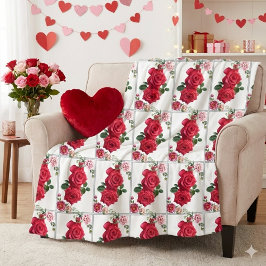 Säng av rosa blommor fleecefilt