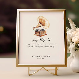 Sång Begär Vintage Gramophone Bröllop Poster