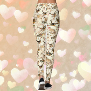 Sång Bird Mönster Leggings