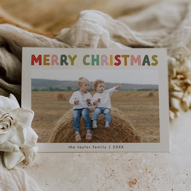 SÅNG Colorful Cute Children Photo God jul Julkort (CAROL Colorful Cute Children Photo Merry Christmas Holiday Card)