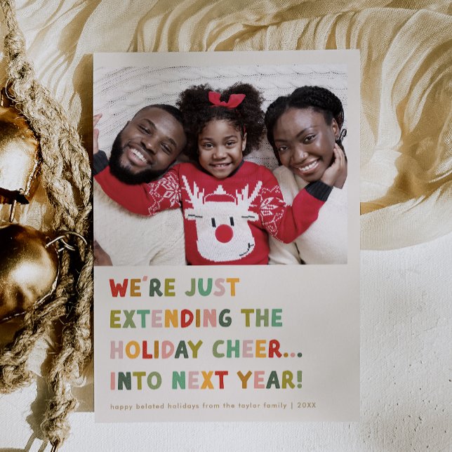 SÅNG Cream Cute Late New Years Den fina julen (CAROL Cream Cute Late New Years Funny Christmas Holiday Card)