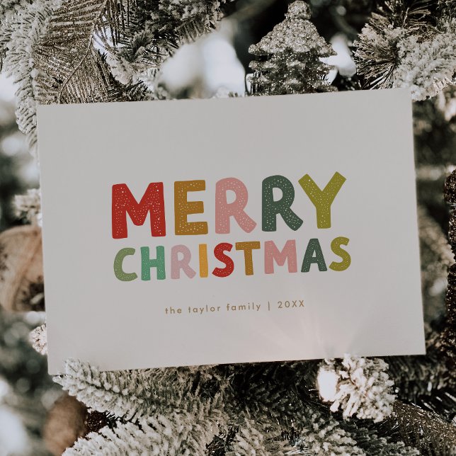 SÅNG Cream Guld Cute Family Roligt God jul Julkort (CAROL Cream Gold Cute Family Fun Merry Christmas Holiday Card)