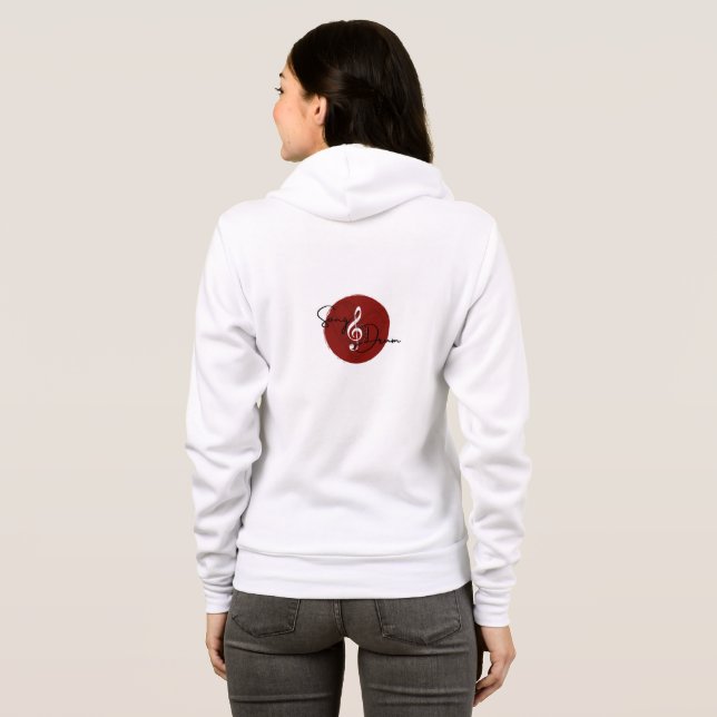 Sång & Drum White_Red Hoodie T Shirt (Hel baksida)