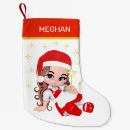 Sång Fairy Girl & Stars Liten Julstrumpa