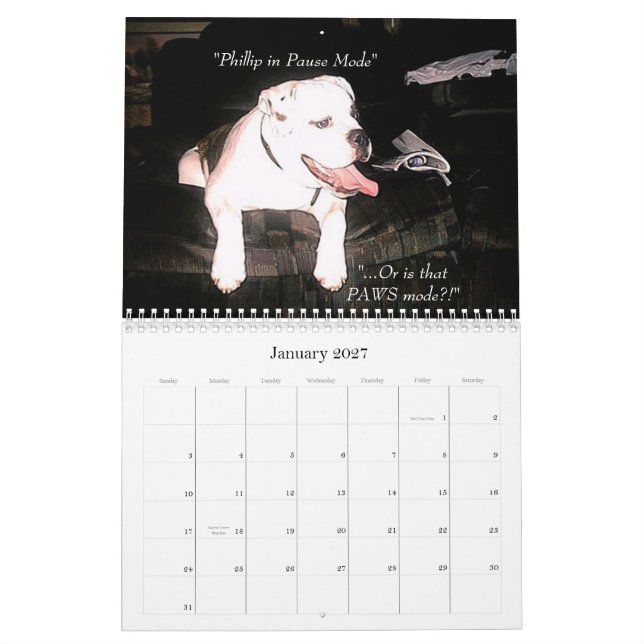 Säng- & frukostkalender kalender (Jan 2027)