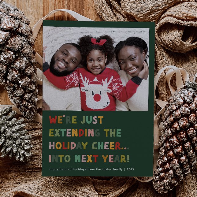 SÅNG Grönt Cute Late New Years Lund Den fina julen (CAROL Green Cute Late New Years Funny Christmas Holiday Card)