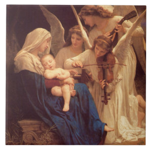 Sång i Änglar av Bouguereau Kakelplatta
