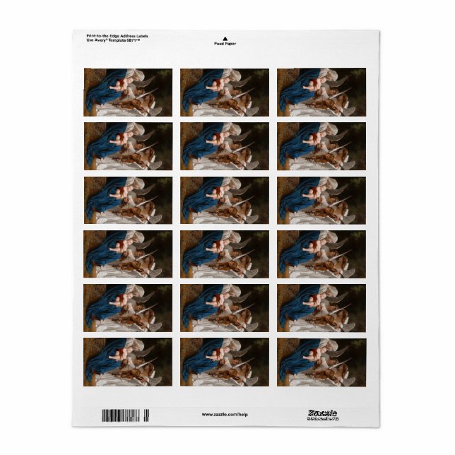 Sång i Änglar av William-Adolphe Bouguereau Adressetikett (Helt Ark)