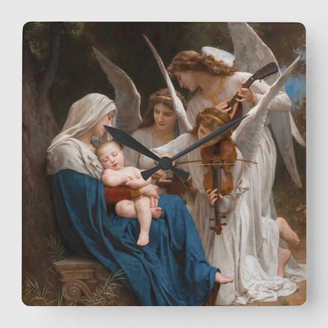 Sång i Änglar av William-Adolphe Bouguereau Fyrkantig Klocka (Framsida)