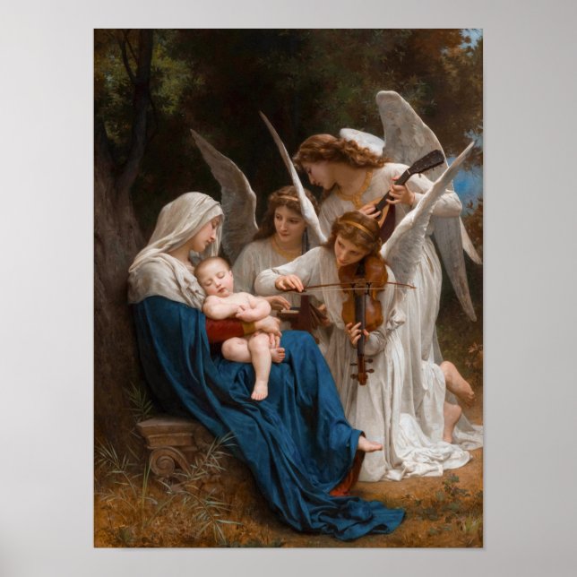 Sång i Änglar av William-Adolphe Bouguereau Poster (Framsidan)