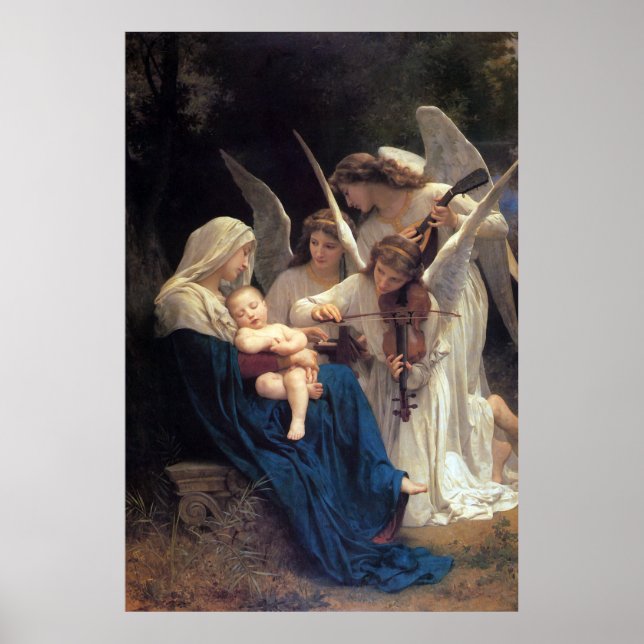 Sång i Änglar av William Adolphe Bouguereau Poster (Framsidan)