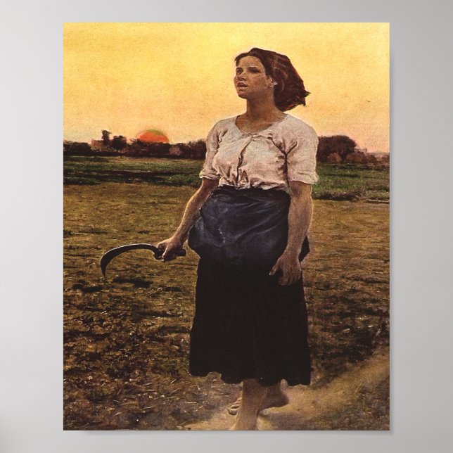 Sång i Lark av Jules Breton Poster (Framsidan)