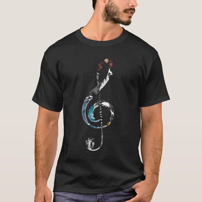 Sång i naturen Äventyr i Treble Clef Illustrati T Shirt (Framsida)