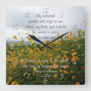 Sång i Solomon 2:10-12, Bible Verse, Flowers Fyrkantig Klocka