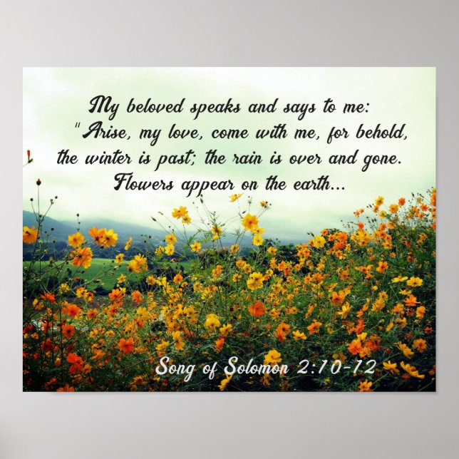 Sång i Solomon 2:10-12, Bible Verse, Flowers Poster (Framsidan)